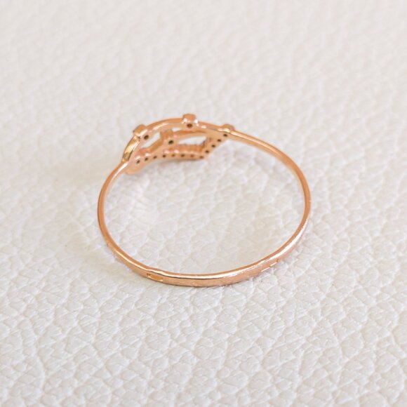 Russian 14k Rose Gold Diamond Chip Geometric Stacking Ring · Sz 9 - Picture 9 of 12